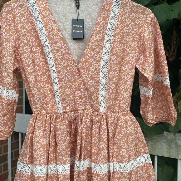 Maje Rayanik Floral Print Lace Trim Dress - Picture 4 of 5